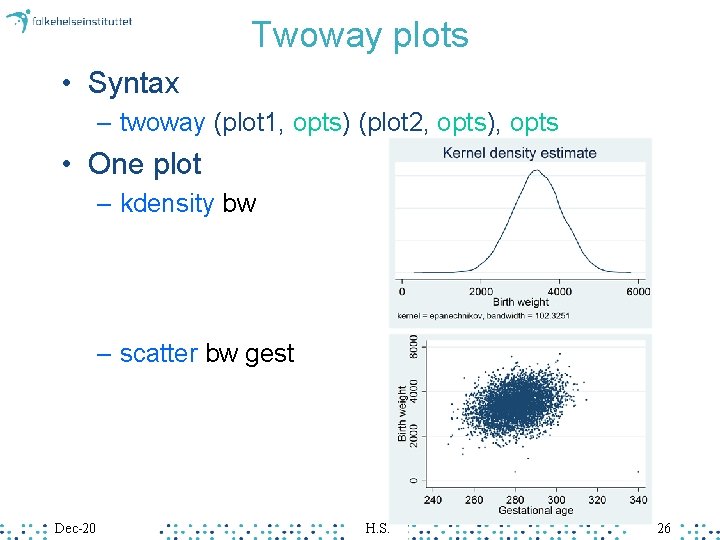 Twoway plots • Syntax – twoway (plot 1, opts) (plot 2, opts), opts • Twoway plots • Syntax – twoway (plot 1, opts) (plot 2, opts), opts •