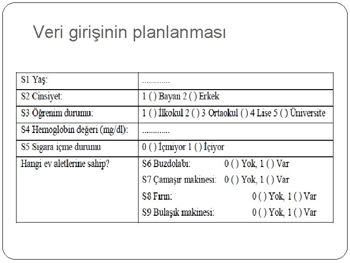 Veri girişinin planlanması 