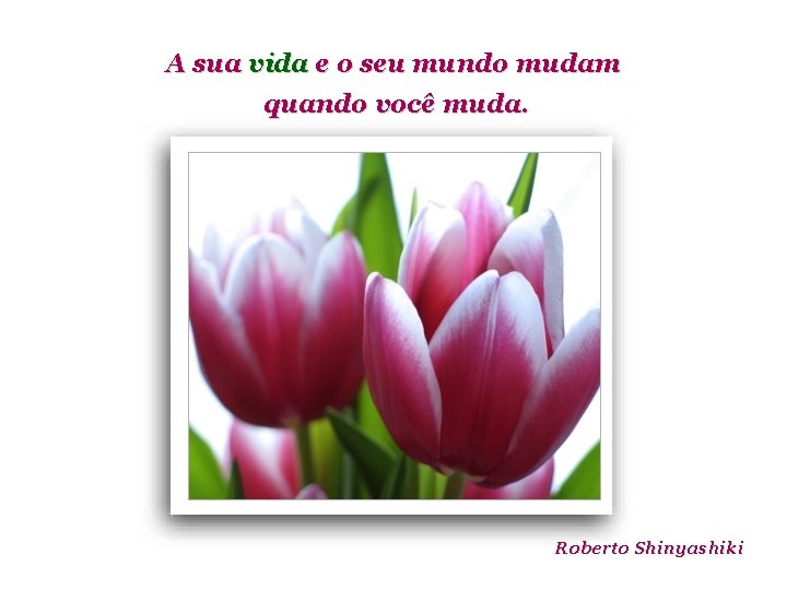 A sua vida e o seu mundo mudam quando você muda. Roberto Shinyashiki 