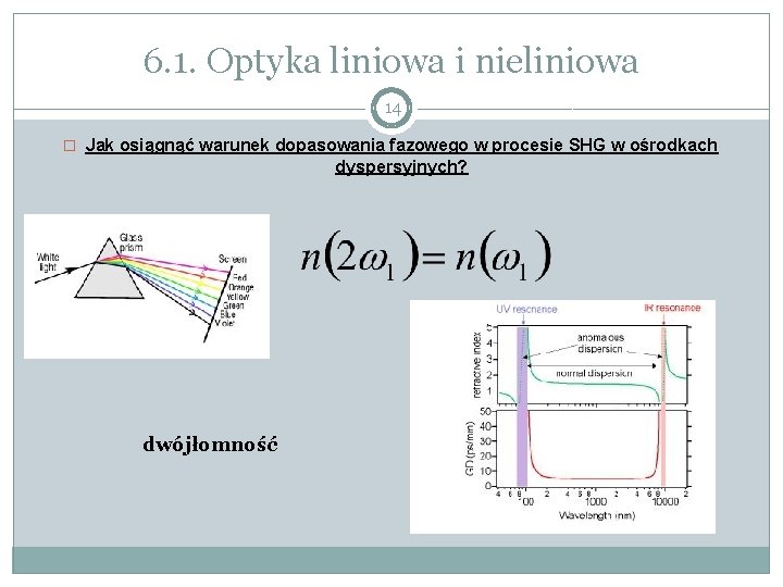 6. 1. Optyka liniowa i nieliniowa 14 � Jak osiągnąć warunek dopasowania fazowego w