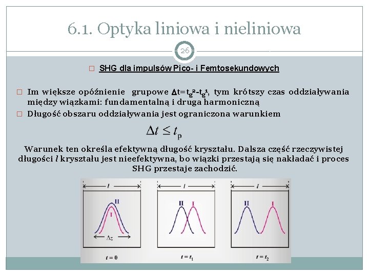 6. 1. Optyka liniowa i nieliniowa 26 � SHG dla impulsów Pico- i Femtosekundowych