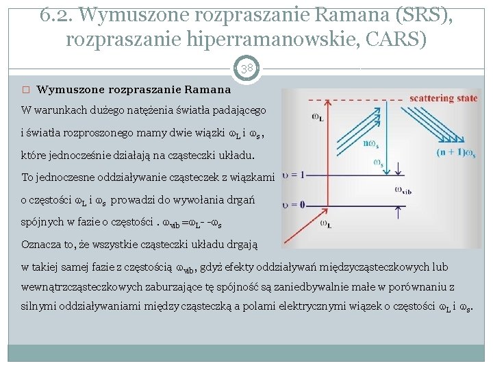 6. 2. Wymuszone rozpraszanie Ramana (SRS), rozpraszanie hiperramanowskie, CARS) 38 � Wymuszone rozpraszanie Ramana