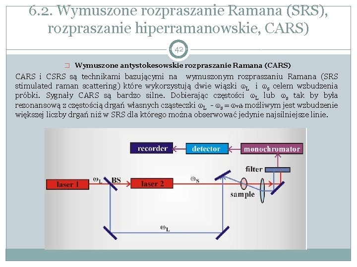 6. 2. Wymuszone rozpraszanie Ramana (SRS), rozpraszanie hiperramanowskie, CARS) 42 � Wymuszone antystokesowskie rozpraszanie