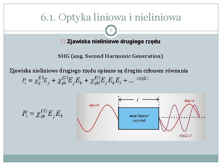 6. 1. Optyka liniowa i nieliniowa 6 � Zjawiska nieliniowe drugiego rzędu SHG (ang.