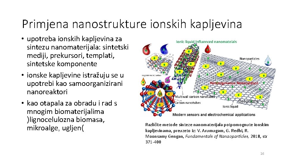 Primjena nanostrukture ionskih kapljevina • upotreba ionskih kapljevina za sintezu nanomaterijala: sintetski mediji, prekursori,