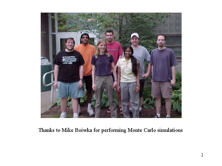 Thanks to Mike Boiwka for performing Monte Carlo simulations 2 