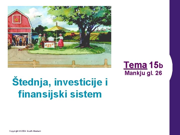 Tema 15 b Štednja, investicije i finansijski sistem Copyright © 2004 South-Western Mankju gl.