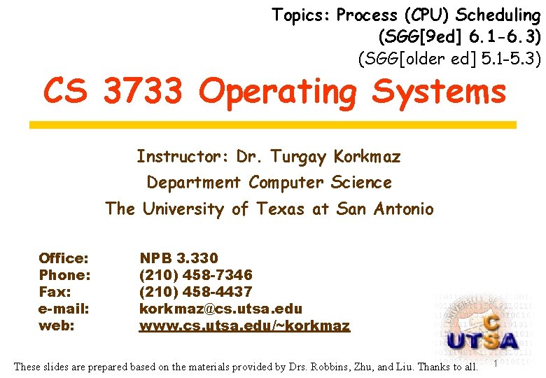 Topics: Process (CPU) Scheduling (SGG[9 ed] 6. 1 -6. 3) (SGG[older ed] 5. 1