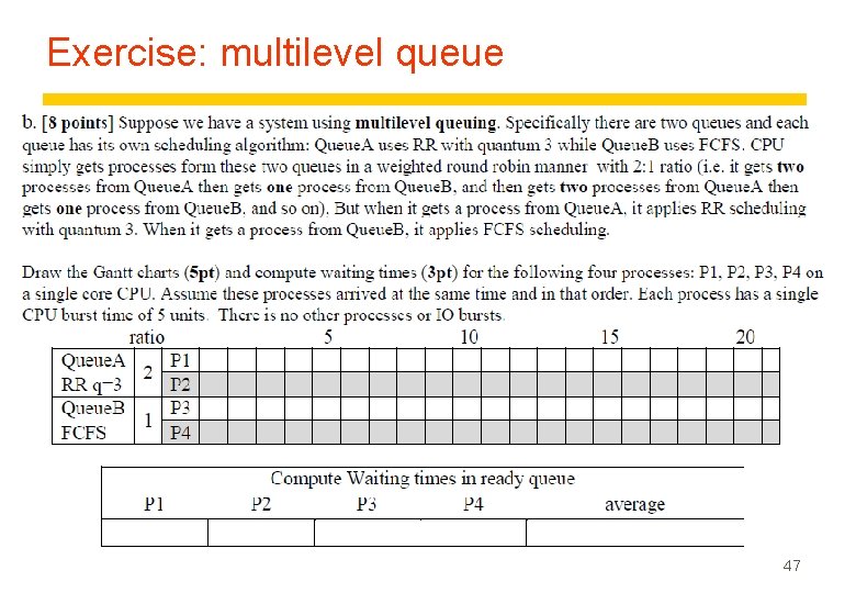 Exercise: multilevel queue 47 