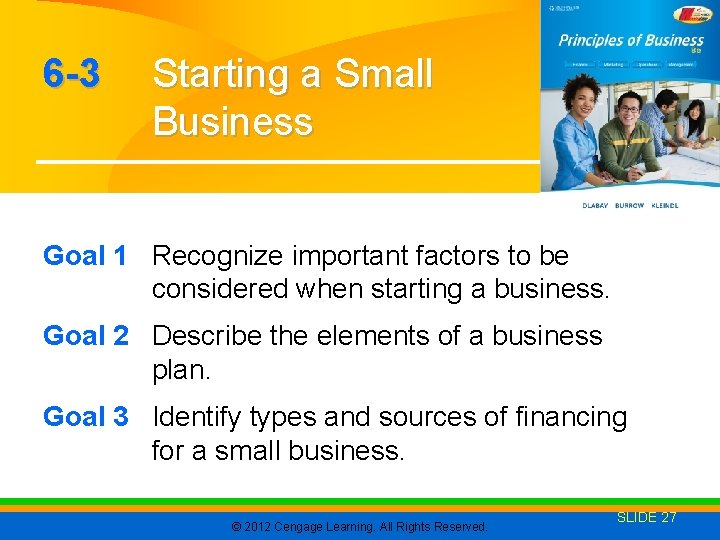6 -3 Starting a Small Business Goal 1 Recognize important factors to be considered