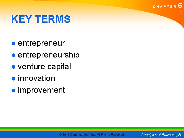 CHAPTER KEY TERMS 6 3 ● entrepreneurship ● venture capital ● innovation ● improvement