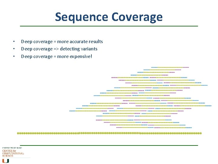 Sequence Coverage • • • Deep coverage = more accurate results Deep coverage =>