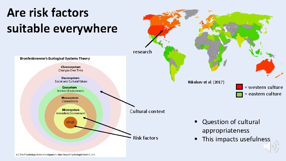 Are risk factors suitable everywhere research Nikolaev et al. (2017) = western culture = Are risk factors suitable everywhere research Nikolaev et al. (2017) = western culture =