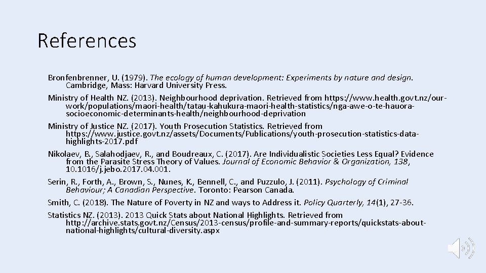 References Bronfenbrenner, U. (1979). The ecology of human development: Experiments by nature and design.