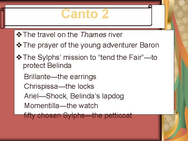 Canto 2 v The travel on the Thames river v The prayer of the