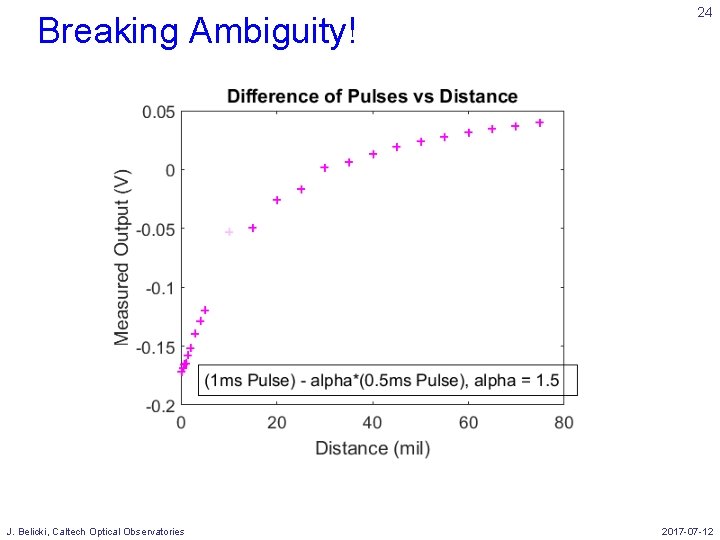 Breaking Ambiguity! J. Belicki, Caltech Optical Observatories 24 2017 -07 -12 