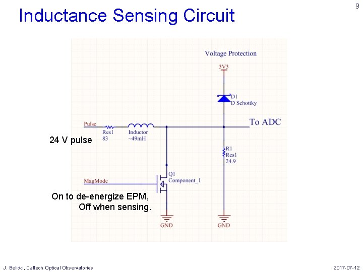 Inductance Sensing Circuit 9 24 V pulse On to de-energize EPM, Off when sensing.