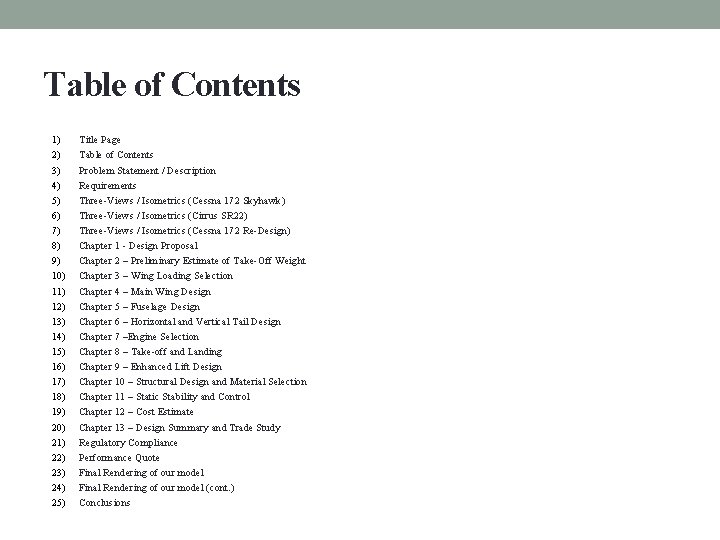 Table of Contents 1) 2) 3) 4) 5) 6) 7) 8) 9) 10) 11)