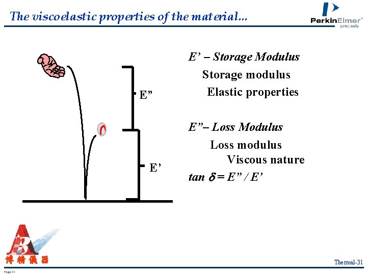 The viscoelastic properties of the material. . . E” E’ 博精儀器 Page 31 E’