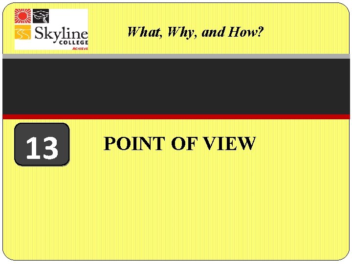 What, Why, and How? 13 POINT OF VIEW 