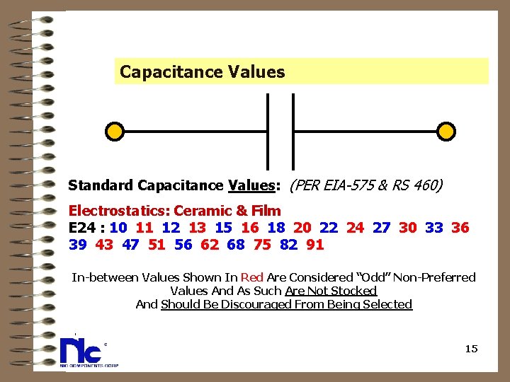 Capacitance Values Standard Capacitance Values: (PER EIA-575 & RS 460) Electrostatics: Ceramic & Film