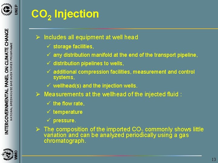 UNEP INTERGOVERNMENTAL PANEL ON CLIMATE CHANGE CO 2 Injection NATIONAL GREENHOUSE GAS INVENTORIES PROGRAMME