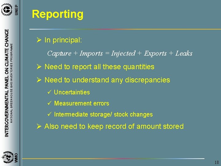 UNEP INTERGOVERNMENTAL PANEL ON CLIMATE CHANGE Reporting NATIONAL GREENHOUSE GAS INVENTORIES PROGRAMME Ø In