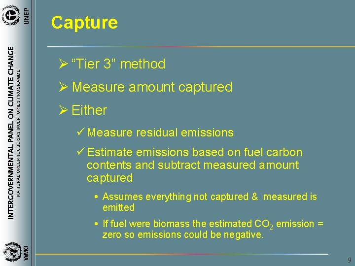 UNEP INTERGOVERNMENTAL PANEL ON CLIMATE CHANGE Capture NATIONAL GREENHOUSE GAS INVENTORIES PROGRAMME Ø “Tier