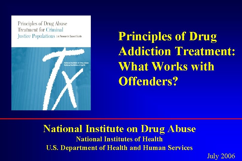 Principles of Drug Addiction Treatment: What Works with Offenders? National Institute on Drug Abuse