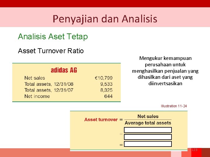 Penyajian dan Analisis Aset Tetap Asset Turnover Ratio Mengukur kemampuan perusahaan untuk menghasilkan penjualan