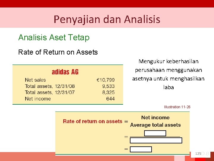 Penyajian dan Analisis Aset Tetap Rate of Return on Assets Mengukur keberhasilan perusahaan menggunakan
