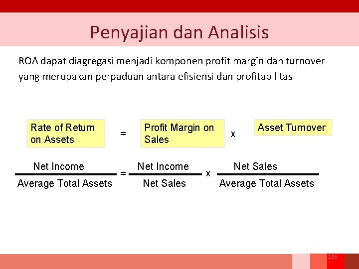 Penyajian dan Analisis ROA dapat diagregasi menjadi komponen profit margin dan turnover yang merupakan