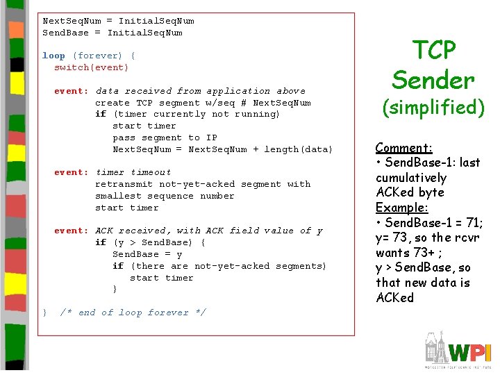 Next. Seq. Num = Initial. Seq. Num Send. Base = Initial. Seq. Num loop Next. Seq. Num = Initial. Seq. Num Send. Base = Initial. Seq. Num loop