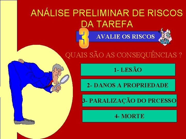 ANÁLISE PRELIMINAR DE RISCOS DA TAREFA AVALIE OS RISCOS QUAIS SÃO AS CONSEQUÊNCIAS ? ANÁLISE PRELIMINAR DE RISCOS DA TAREFA AVALIE OS RISCOS QUAIS SÃO AS CONSEQUÊNCIAS ?
