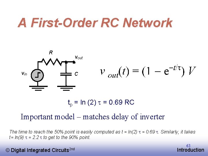 A First-Order RC Network R vin vout C tp = ln (2) t =