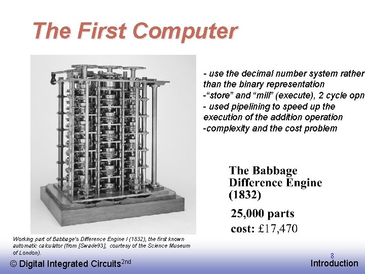 The First Computer - use the decimal number system rather than the binary representation
