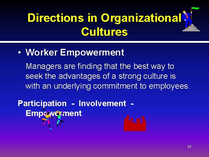 Directions in Organizational Cultures • Worker Empowerment Managers are finding that the best way Directions in Organizational Cultures • Worker Empowerment Managers are finding that the best way