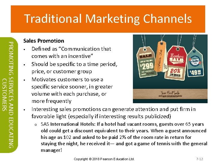 Traditional Marketing Channels PROMOTING SERVICES AND EDUCATING CUSTOMERS Sales Promotion • Defined as “Communication