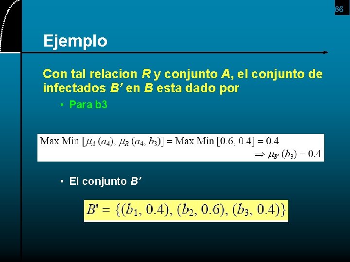 66 Ejemplo Con tal relacion R y conjunto A, el conjunto de infectados B’