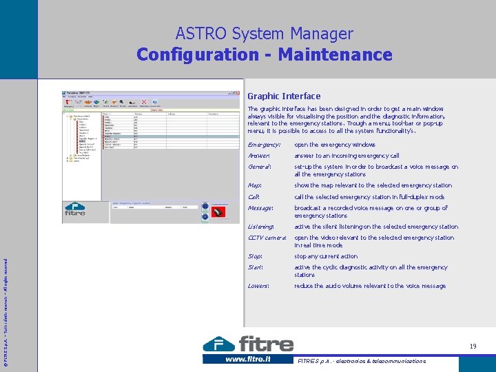 ASTRO System Manager Configuration - Maintenance Graphic Interface © FITRE S. p. A. –