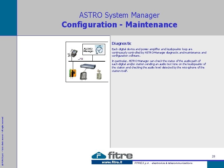 ASTRO System Manager Configuration - Maintenance Diagnostic Each digital device and power amplifier and