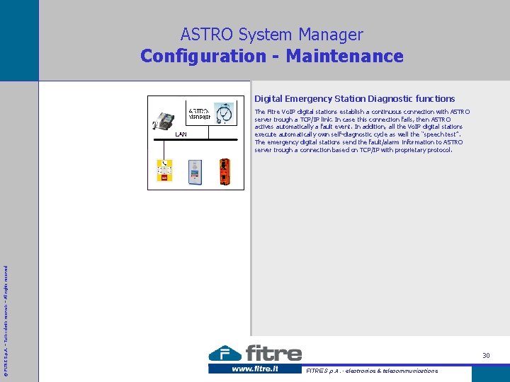ASTRO System Manager Configuration - Maintenance Digital Emergency Station Diagnostic functions © FITRE S.