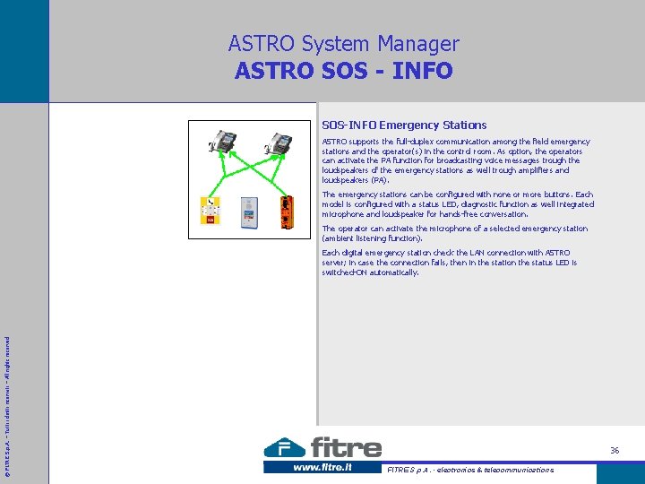 ASTRO System Manager ASTRO SOS - INFO SOS-INFO Emergency Stations ASTRO supports the full-duplex