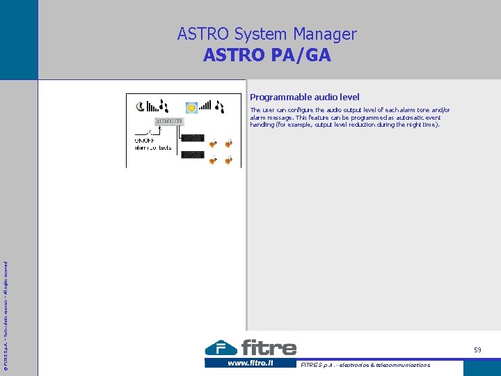 ASTRO System Manager ASTRO PA/GA Programmable audio level © FITRE S. p. A. –