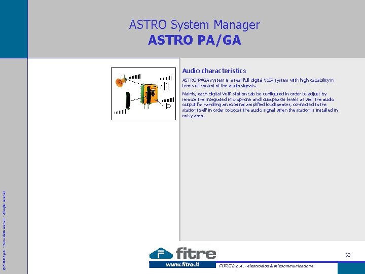 ASTRO System Manager ASTRO PA/GA Audio characteristics ASTRO-PAGA system is a real full digital