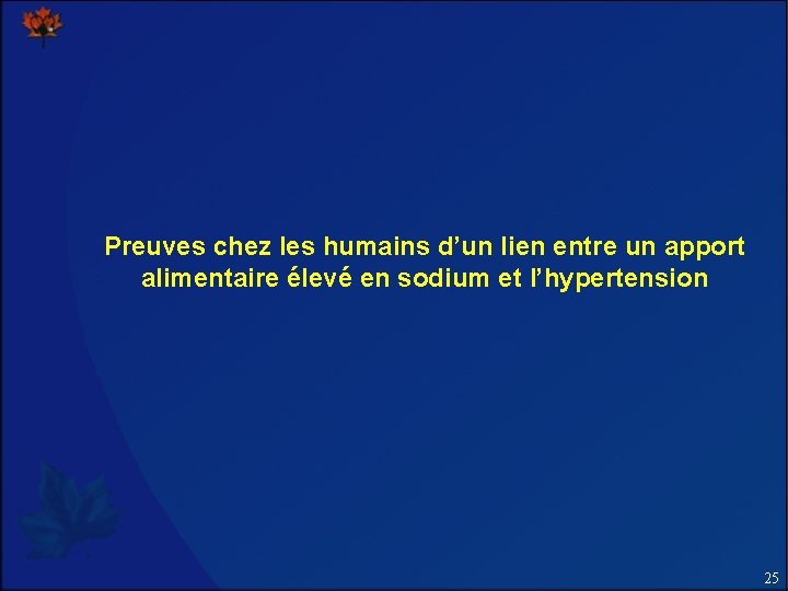 Preuves chez les humains d’un lien entre un apport alimentaire élevé en sodium et