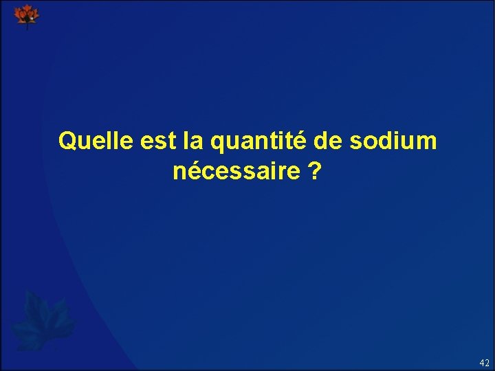 Quelle est la quantité de sodium nécessaire ? 42 