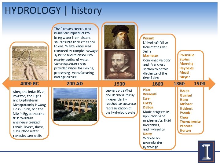 HYDROLOGY | history The Romans constructed numerous aqueducts to bring water from distant sources