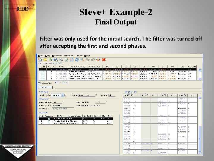 SIeve+ Example-2 Final Output Filter was only used for the initial search. The filter