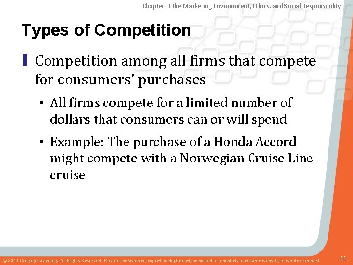 Chapter 3 The Marketing Environment, Ethics, and Social Responsibility Types of Competition ▮ Competition